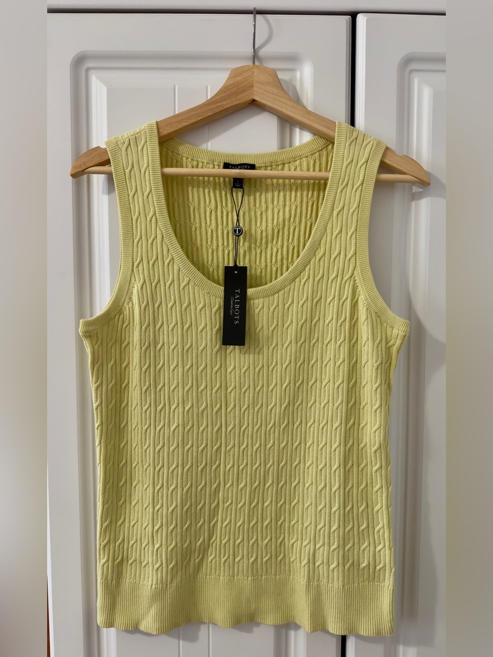 Talbots Yellow Cable-Knit Tank 100% pima cotton